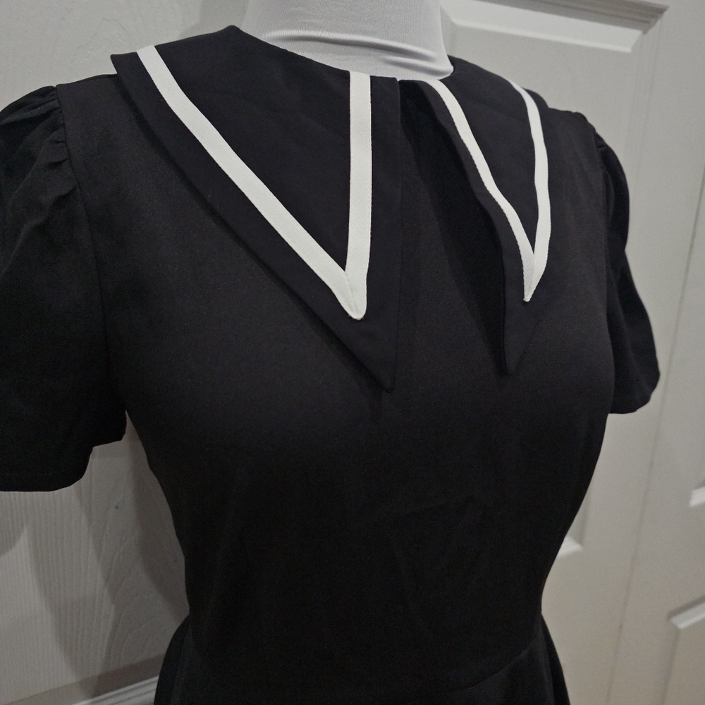 Dolls Kill Goth Widow Black & White Miss Your Hexes Sailor Mini Dress XS NWT - Picture 6 of 8